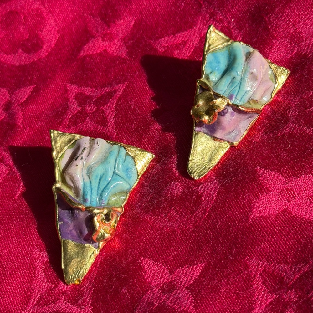 Amy Lacombe Colorful Vintage Pierced Earrings Dated 1988